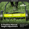 thumbnail image 4 of Sun Joe Manual Push Reel Lawn Mower with Quad Wheel, Adjustable Yard Grass Cutter, 14-Inch, 4 of 8