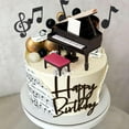 thumbnail image 6 of Piano Theme Cake Decoration Set - Happy Birthday Insert Card Music Note Black Gold Elegant Baking Accessories, 6 of 7