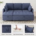 thumbnail image 6 of TTGIEET 84 Inch Pull Out Sofa Bed with 2 USB Port & Cup Holders, L-Shaped Sofa Couch with Storage Chaise, Tufted Convertible Sleeper Sofa for Living Room, Blue, 6 of 8