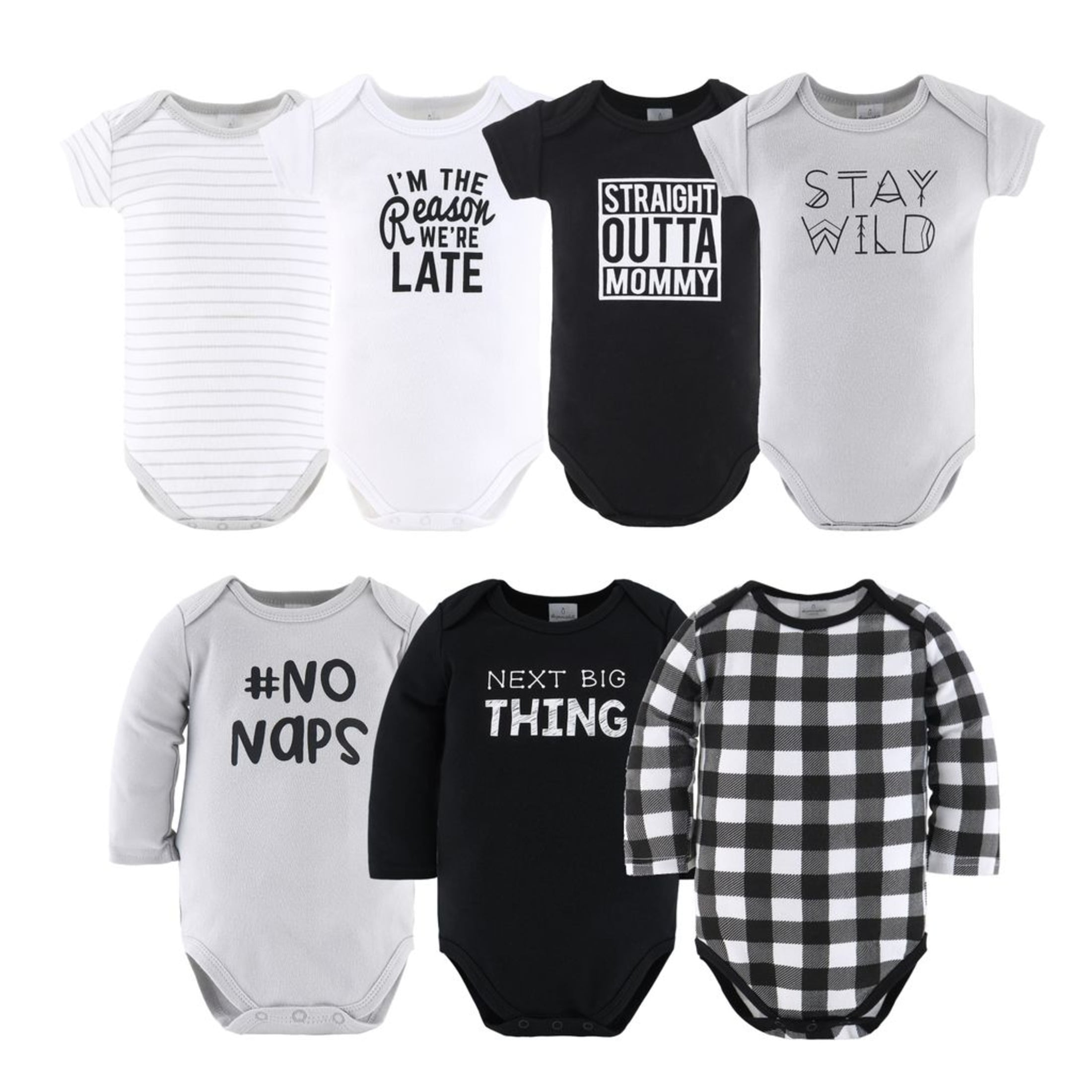 The Peanutshell Newborn Layette Gift Set for Baby Boys and Girls, 23 Essential Pieces, Black & White Plaid, 0-3 Months