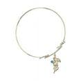 thumbnail image 2 of 7 1/2 inch Round Double Loop Bangle Bracelet w/ Guardian Angel medal charm w/ December Blue Swarovski Crystal, 2 of 3