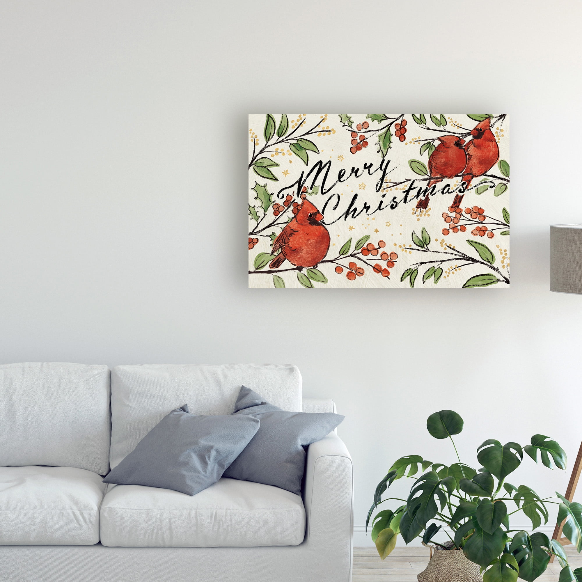 Trademark Fine Art 'Christmas Lovebirds VIII' Canvas Art by Janelle Penner
