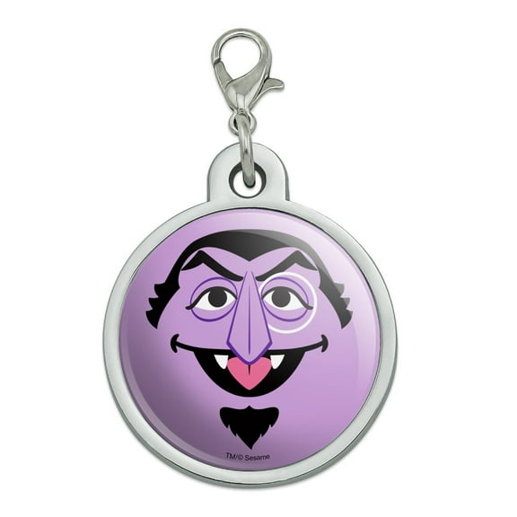 Sesame Street Count Face Chrome Plated Metal Pet Dog Cat ID Tag