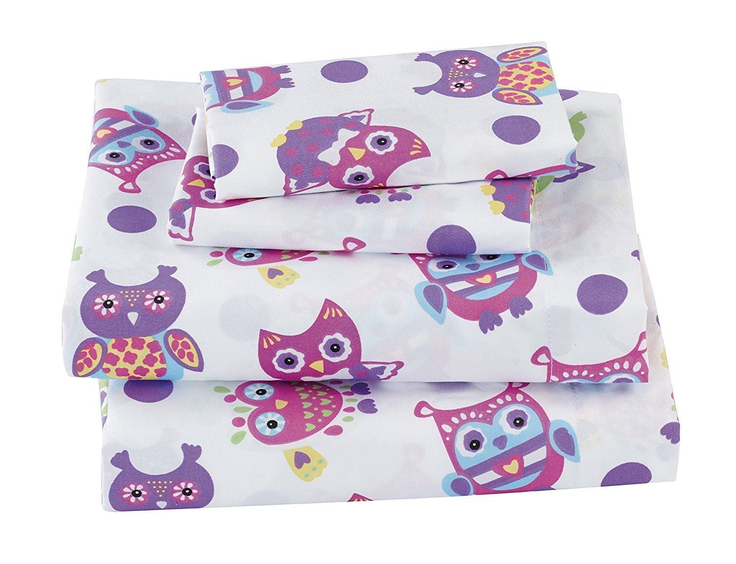 Fancy Linen 3pc Twin Size Sheet Set Teens /Girls Owl White Purple Pink ...