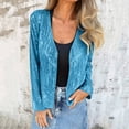 thumbnail image 5 of Ecqkame Women's Sequin Cardigan Open Front Long Sleeve Fully Lined Crew Neck Sparkly Casual Trendy Party Evening Outerwear Sky Blue L, 5 of 9