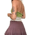 thumbnail image 4 of Gupgi Women Halter Crochet Tops, Sleeveless Knit Tank Tops Contrast Color Slim Fit Ruched Vest, 4 of 6