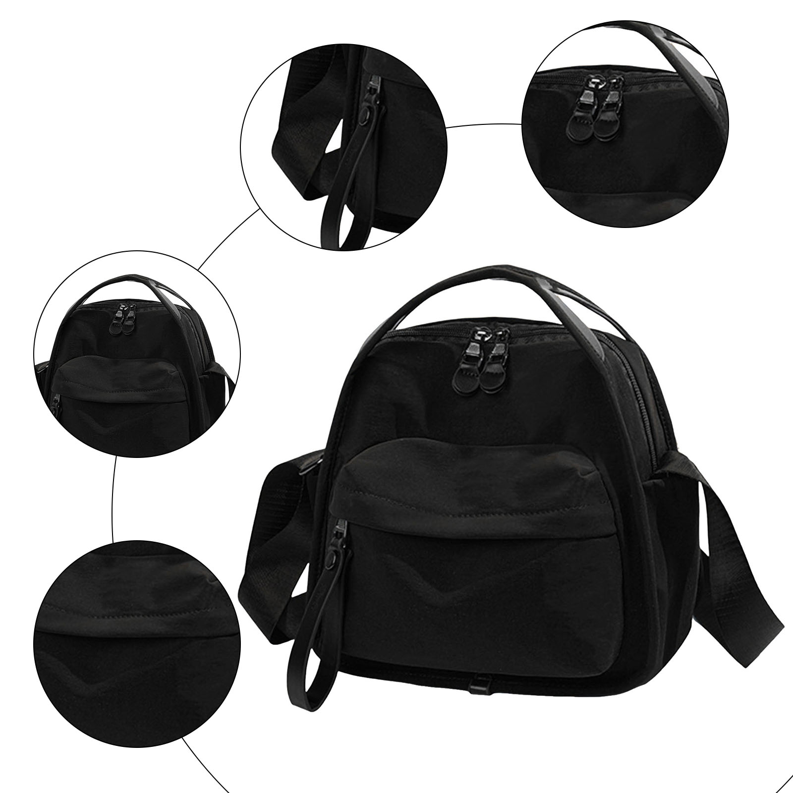 Faraee Shoulder Bag for Women Small Crossbody Top Handle Handbag Zipper Pockets Casual Tote Purse for Work Travel Black