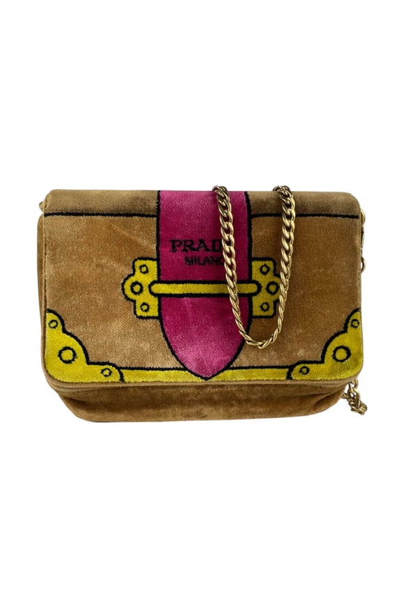 Pre-Owned Prada shoulder bag/belt bag in brown velvet for women, z7776 (Good)