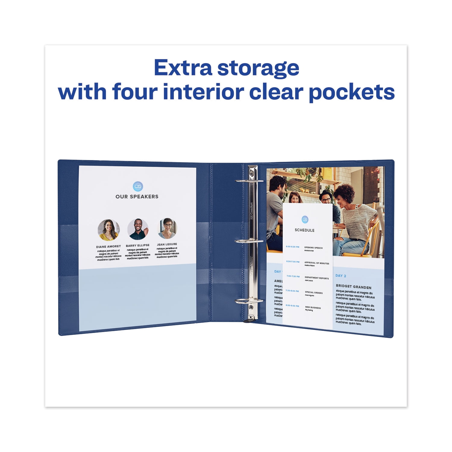 Avery Heavy-Duty View Binder with Durahinge and One Touch Ezd Rings, 2" Capacity, 11" x 8.5", Navy Blue
