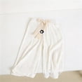 thumbnail image 5 of Girls White Pants Wide Leg Pinstripe Trousers with Flower Ribbed Stretchy Fabric Elastic Waist Casual School Church Uniform for Kids 2T-10,Size 0-1 T, 5 of 8