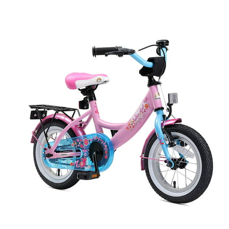 BIKESTAR Original Premium Safety Sport Kids Bike Bicycle with sidestand and Accessories for Age 3 Year Old Children | 12 Inch Classic Edition for Girls/Boys | Flamingo Blue &