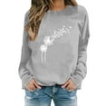 thumbnail image 2 of Baqcunre Women's Dandelion Print Long Sleeve Casual Fashion Hoodie Top Womens Tops Crewneck Sweatshirts Graphic Sweatshirts for Women Womens Sweatshirt Grey M, 2 of 4