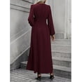 thumbnail image 5 of Women's Long Sleeve V Neck Wrap Maxi Dress with Slit Formal Fall Wedding Guest Cocktail Party Dress, 5 of 6