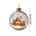 thumbnail image 3 of romoty Light Up Christmas Tree Ball Ornament, 3.15x3.15 Inch Clear LED Bauble with Snowy Forest Log Cabin for Tree Fireplace Decor, 3 of 7