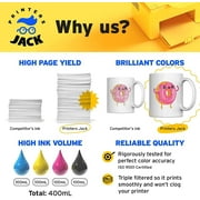 Printers Jack 400ml Sublimation Ink for Epson C88+ Inkjet Printers Heat Press Transfer on Mugs, Plates, Sheets, Polyester Shirts, Cases, 3-Layer