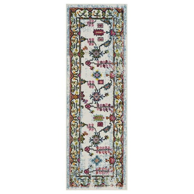 LR Home FUSIO81347WHT2370 Fusion Bright Botanical Swirl Runner Indoor Area Rug