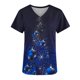thumbnail image 5 of Blusa de Manga Corta, Cuello en V Impresión de Bolsillo Superior, Moda de la Mujer Casual Poliéster Blusa de Spandex, 5 of 5