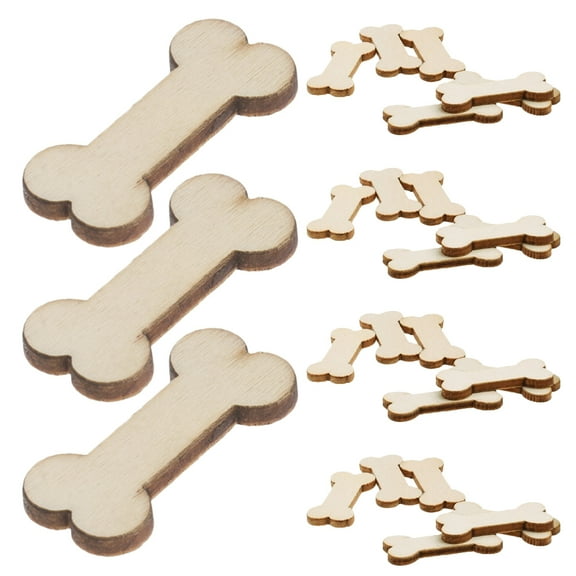 Wooden Dog Bone Cutouts for DIY Crafts and Jewelry Making 50 Pieces Light Yellow Boxwood Accessories