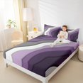 thumbnail image 4 of Homewish Geometric Lines Print Twin Sheet Sets,Modern Fluid Art Twin Fitted Sheet,Purple White Gray Flat Sheet For Teens,Luxury Bedroom Decor,3 Pieces, 4 of 7