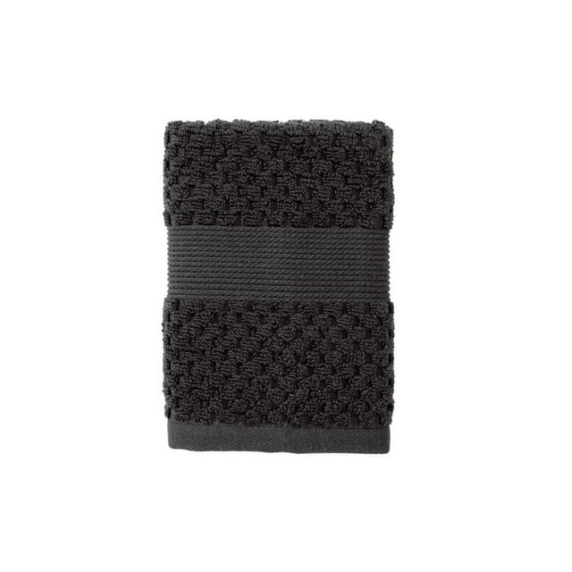 Dark gray Better Homes & Gardens Signature Soft Popcorn Texture Towel featuring a textured surface and smooth central band