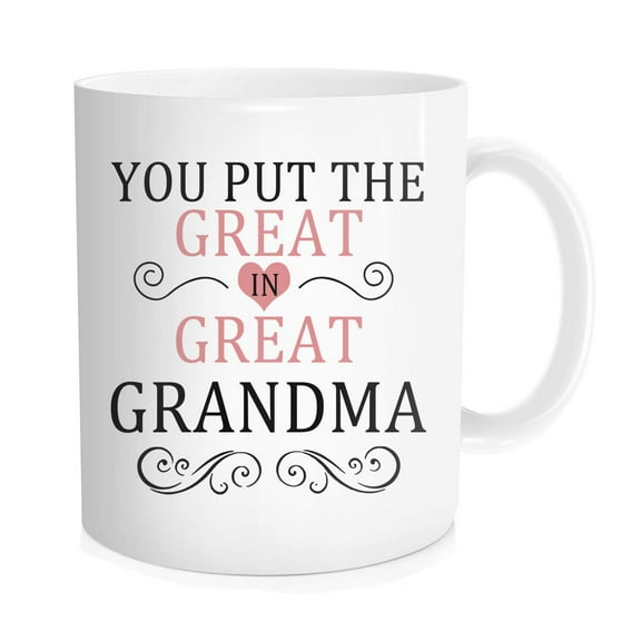 Waldeal Grandma Coffee Mug, You Put The Great in Great Grandma, Best Birthday for Your Grandmother Cup 11 oz