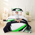 thumbnail image 2 of Homewish Spiral Stripes Twin Duvet Cover,Classic Contemporary Twin Bedding,Black Green,Reversible,2-Piece,1 Duvet Cover and 1 Pillowcase, 2 of 6