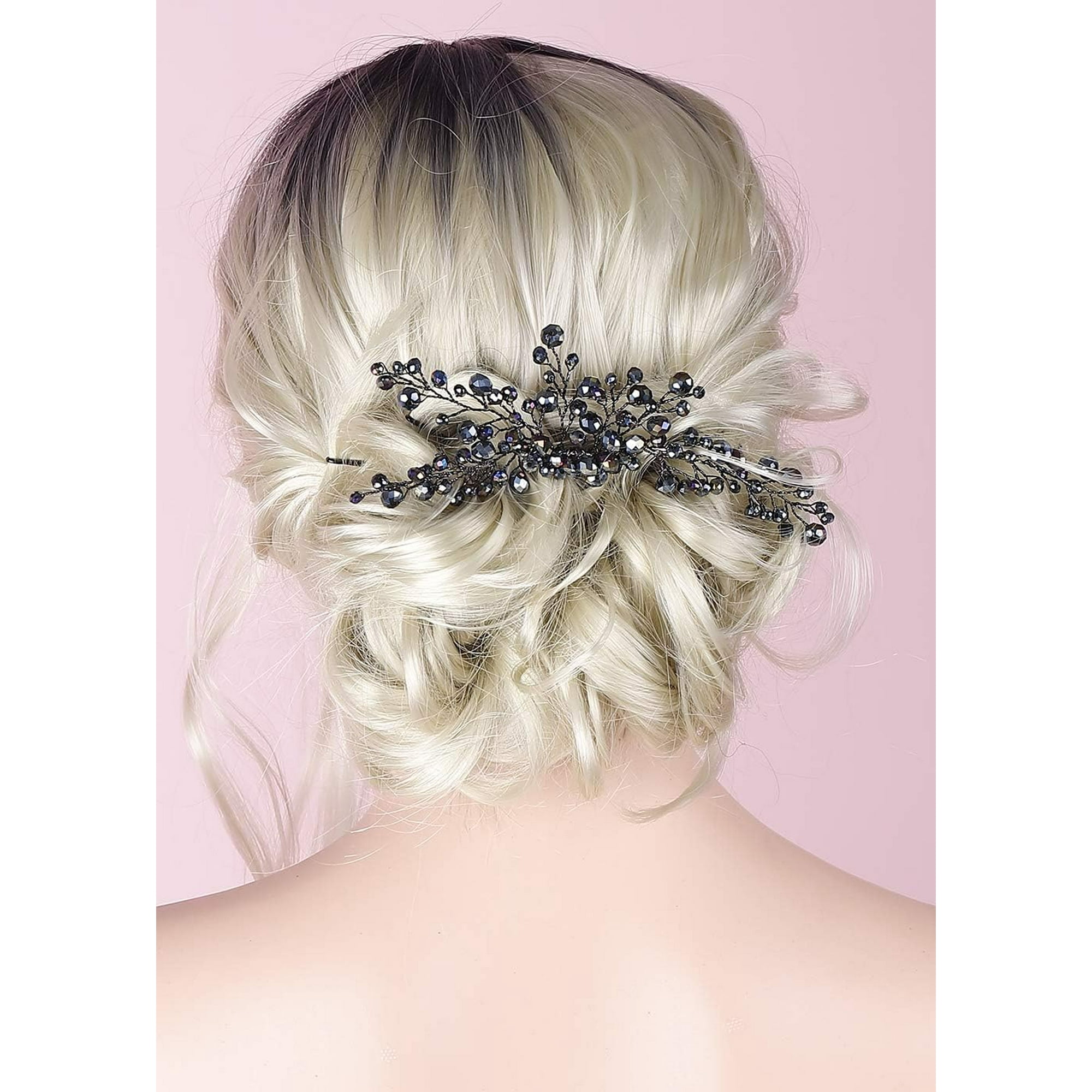 GHSDFBB Women Black Rhinestone Hair Crown Prom Party Boho Festival Wedding Bridal Hair Jewelry Bridal Hair Comb Wedding Hair Accessories for Women Walmart