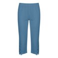 thumbnail image 6 of Karymi Sweatpants Women Solid Cropped Leggings, Elastic Waist, Floral Lace Hem Capri Pants Casual Stretch Trousers, 6 of 7