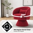 thumbnail image 5 of Wiilayok Swivel Barrel Chair, Teddy Upholstered Accent Armchairs Comfy 360° Swivel Lounge Sofa Armchair for Living Room Bedroom Reading,Red, 5 of 8