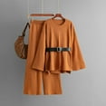 thumbnail image 2 of AINIYS Women's 2 Piece Outfits Long Sleeve Knit Pullover Top Wide Leg Pants Loungewear Sets Autumn Stylish Outfits with Belt Orange Free Size, 2 of 9