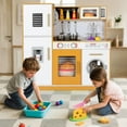thumbnail image 4 of LAZY BUDDY Pretend Play Kitchen Set, Wooden Kids Kitchen Playset Interactive Cooking Toy for Children Age 3-8, 4 of 10