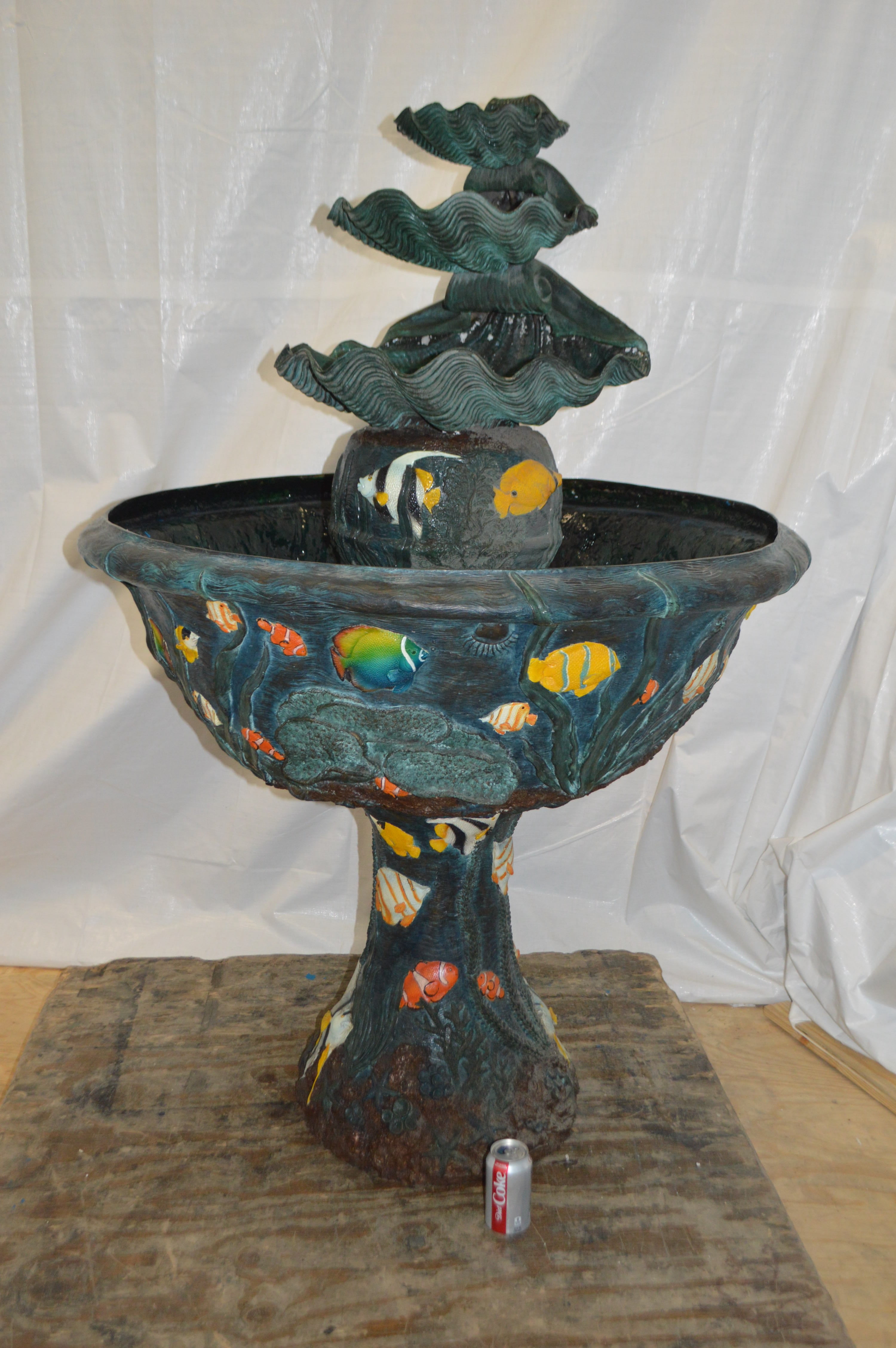 Nifao Three Tier Shell Bowl – Outdoor Bronze Fountain, Garden Water Feature, 43"L x 43"W x 63"H
