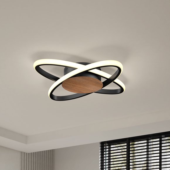 Artika Atomic 15 in. LED flush mount light 5 CCT Walnut