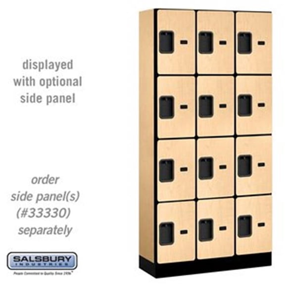 Salsbury 12 in. x 6 ft. x 15 in. 3 Wide Four Tier Designer Wood Locker - Maple