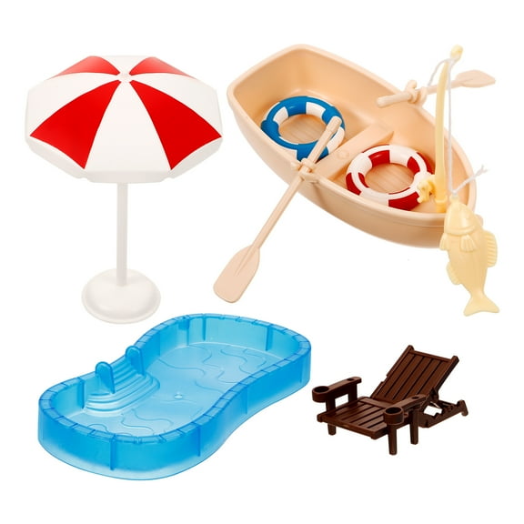 GOOHOCHY Mini Beach Houses Dollhouse Boat Miniature Plastic 1 Set