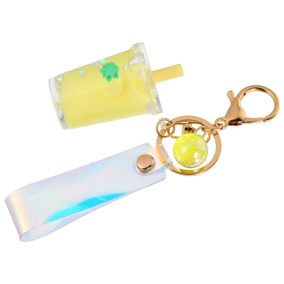 LULULION 1PC Cute Fruit Liquid Quicksand Acrylic Keychain Bag Charm