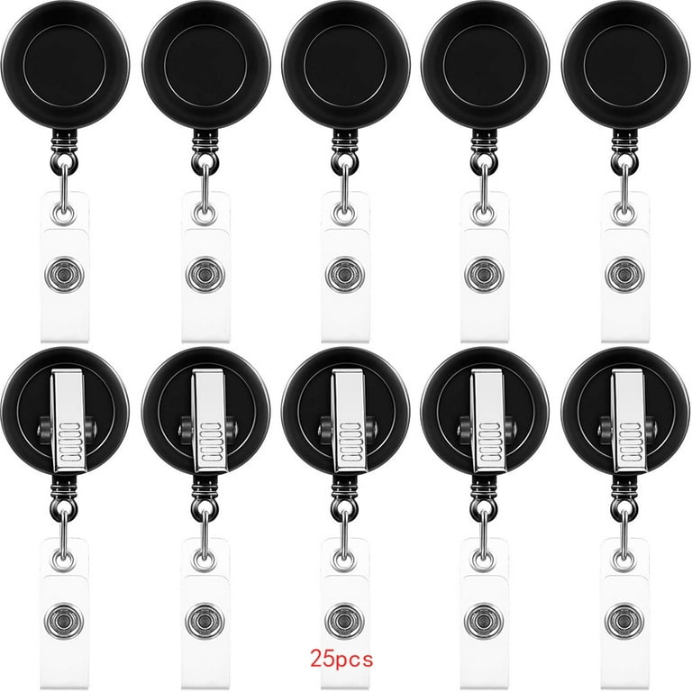 Veecome 25Pcs Badge Holder Retractable Id Badge Reels with Swivel