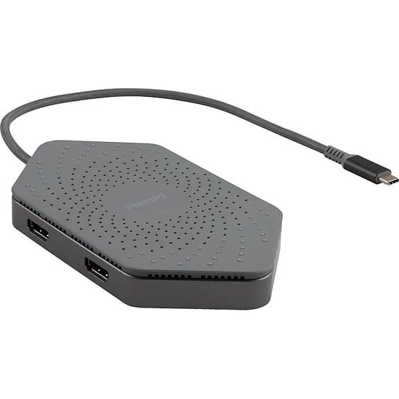 Open Box Philips Elite Plus USB-C Docking Station w/ Qi Charging, 2x USB 3.0 ports that transfer data up to 5Gbps, USB Type-C 100W laptop charging port - DLK9121C/27