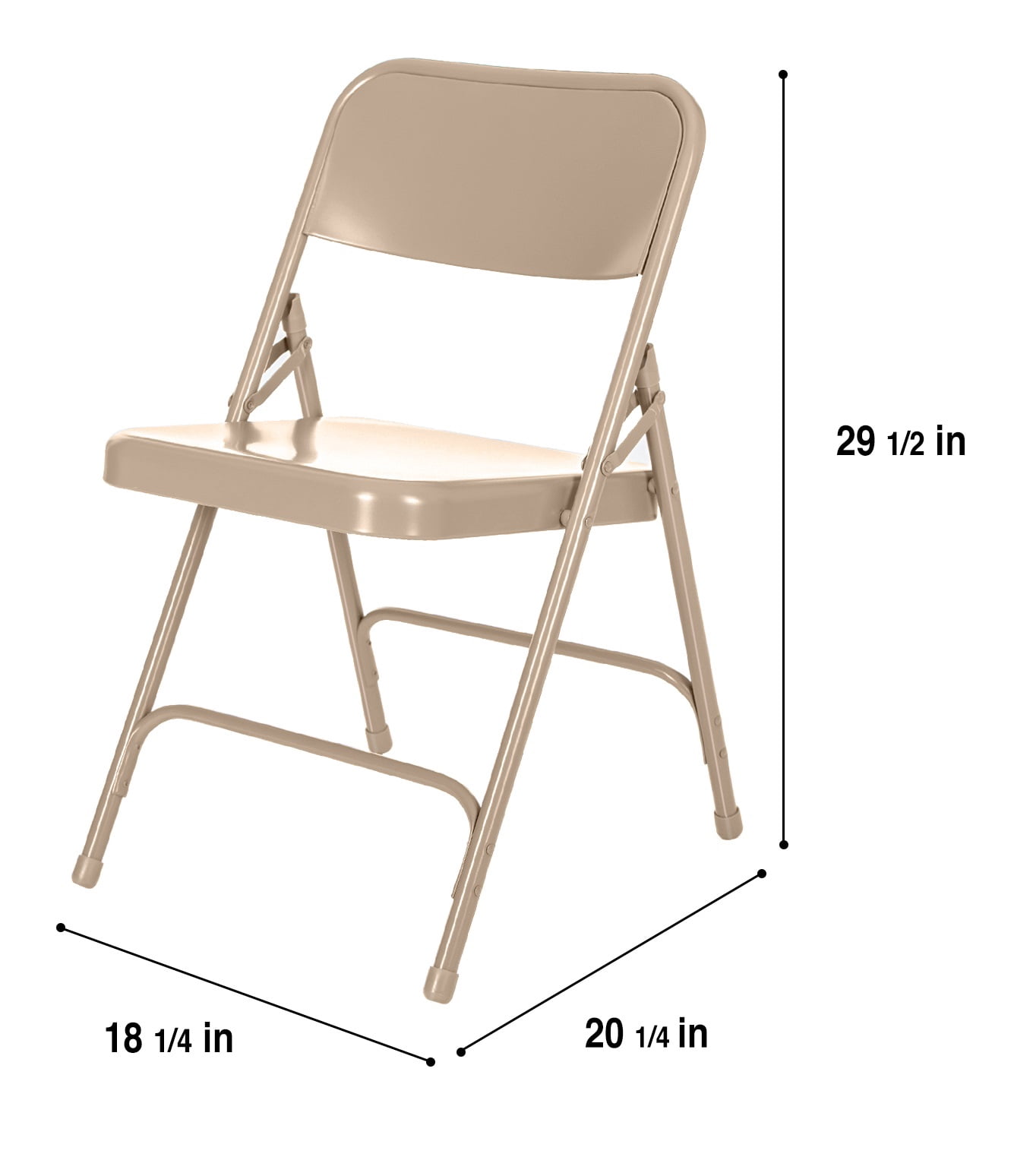Hampden Furnishings Bernadine Collection Steel Double Hinge Folding Chair, Beige, 4 Pack