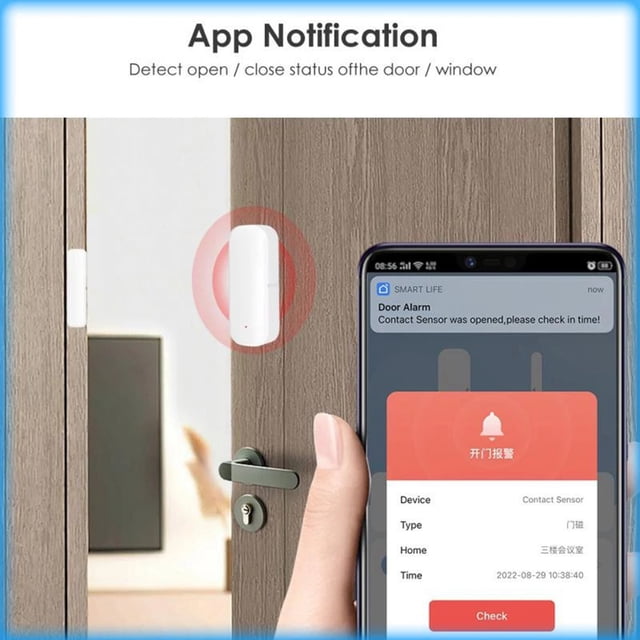 Sensor de ventana y puerta inteligente, 2,4 G, WiFi, detector magnético de apertura y cierre, alarma antirrobo para el hogar para TUYA