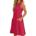 thumbnail image 4 of UVN Summer Tank Dresses for Women Crew Neck Flowy Midi Ladies Beach Dresses Casual Sleeveless Sundresses with Pockets, 4 of 9