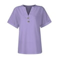 thumbnail image 7 of Stylish Olyvenn Summer Tops for Women Trendy Short Sleeve V Neck Eyelet Shirts Dressy Casual Loose Ladies Blouses Going Out Purple XXXXL, 7 of 7