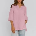 thumbnail image 1 of mfyjkho Tops Casuales Para Mujer, Blusa Informal De Lino De Manga Corta Con Escote En V, Abertura Lateral Y Color Liso Para Mujer Tops Y Blusas Para Mujer M, 1 of 8