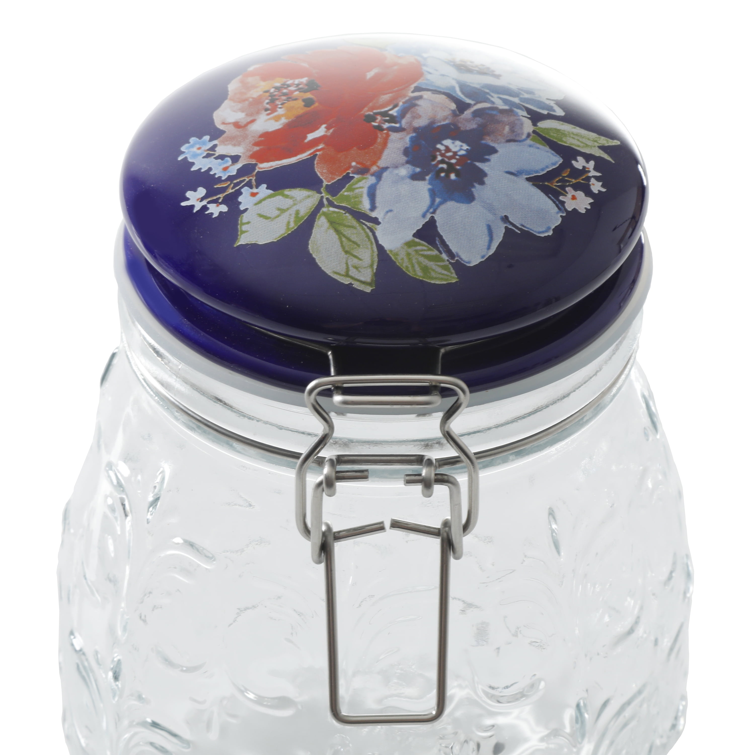 Set of 3 The Pioneer Woman Floral Embossed Clamp Jars