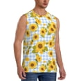 thumbnail image 2 of Pofeuu Blue White Plaid Sunflower Print Men's Muscle T-Shirt, Sleeveless, Muscle Tank, Classic Muscle Tee Top For Men Casual Sleeveless Muscle T-Shirt Trendy Clothes-XX-Large, 2 of 7
