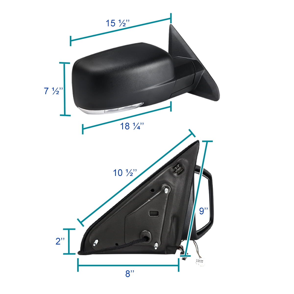 Spec-D Tuning Right Passenger Side Power Heated Side Mirror w/ LED Signal Compatible with 2013-2019 Ram 1500