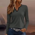 thumbnail image 2 of WTXUE Womens Long Sleeve V Neck Shirts Business Casual Work Top Slim Fitted Basic Tee Shirts Tunic Blouses Loose Tops Loose Fit Tops Casual Blouses Business Casual Outfits Casual Tops Dark Gray M, 2 of 5