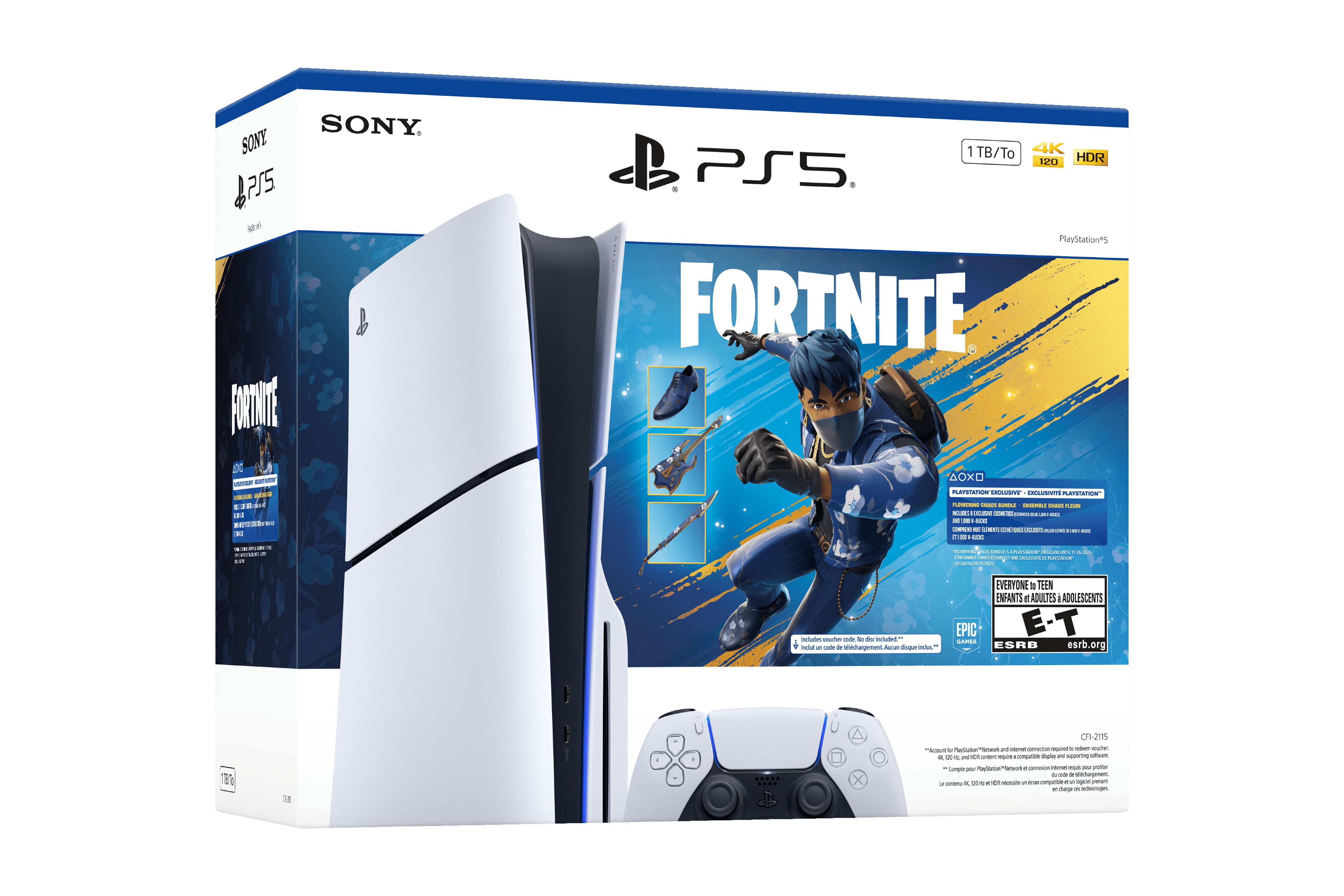 PlayStation 5 Consola 1TB Fortnite - Paquete Floración del Caos 2