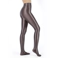 thumbnail image 2 of Jowowha Woman Shiny Oil Glossy Footed Pantyhose Tights Leggings Shimmery Hold Up Stockings for Sports Gray Coffee L, 2 of 5