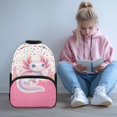 thumbnail image 2 of Yuyamidu Cute Axolotl School Backpack for Teen Girls Kids Bookbag for Ages 5 to 8 Middle School Backpack High School Book Bag with Smooth Zipper, 2 of 7